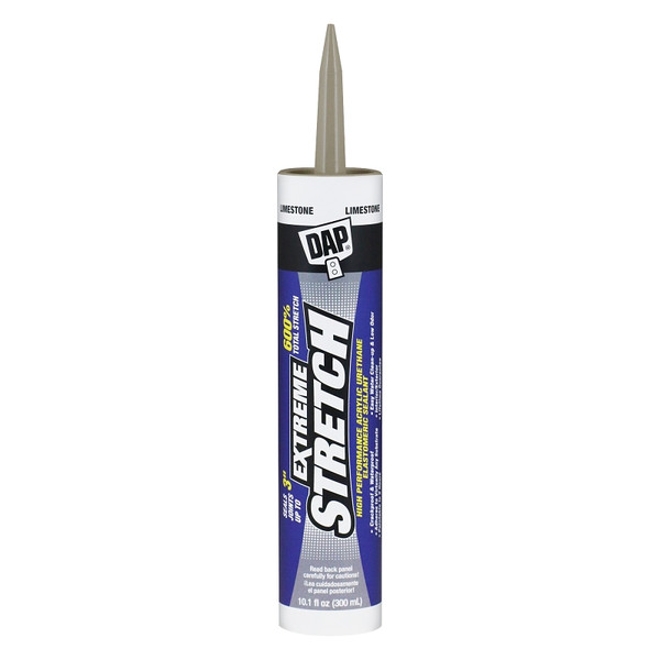 DAP EXTREME STRETCH 7079818714 Premium Elastomeric Sealant, Limestone, 24 hr Curing, 40 to 100 deg F, 10.1 fl-oz [SKU: ORG7800618]