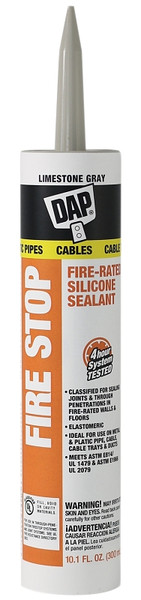 DAP Fire Stop 18806 Silicone Sealant, Limestone Gray, 40 to 110 deg F, 10.1 oz Cartridge [SKU: ORG6953087]