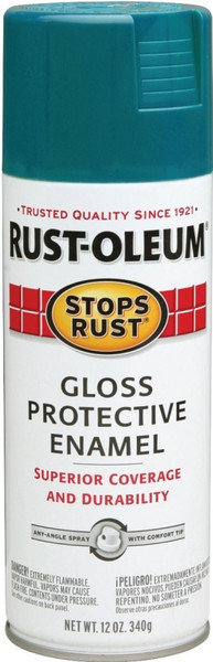 RUST-OLEUM STOPS RUST 277239 Protective Enamel Spray Paint, Gloss, Lagoon, 12 oz, Aerosol Can [SKU: ORG1453067]