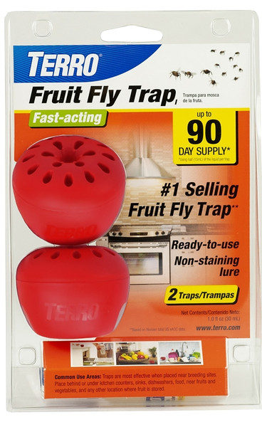 TERRO T2502 Fruit Fly Trap, Liquid, Vinegar, 2 Pack [SKU: ORG2918944]
