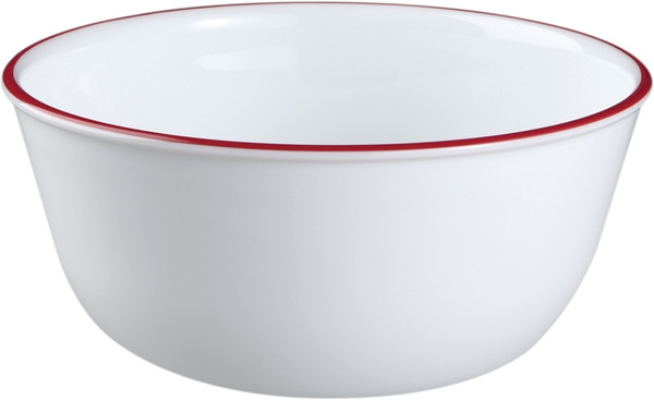 OLFA 1060572 Soup/Cereal Bowl, Vitrelle Glass, Red/White, For: Dishwashers and Microwave Ovens [SKU: ORG7048101]