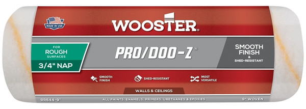 WOOSTER RR644-9 Paint Roller Cover, 3/4 in Thick Nap, 9 in L, Fabric Cover, White [SKU: ORG9714809]