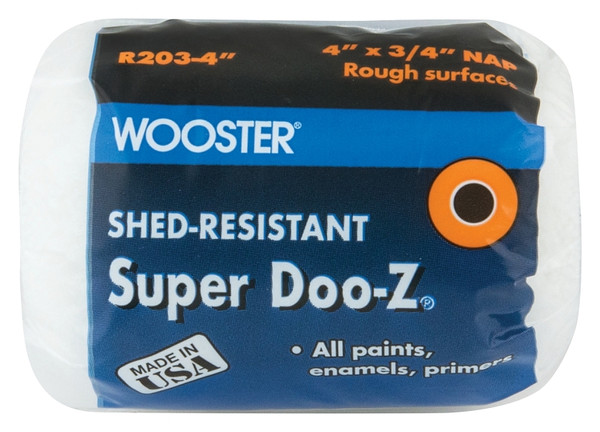 WOOSTER R203-4 Paint Roller Cover, 3/4 in Thick Nap, 4 in L, Fabric Cover, White [SKU: ORG0424986]