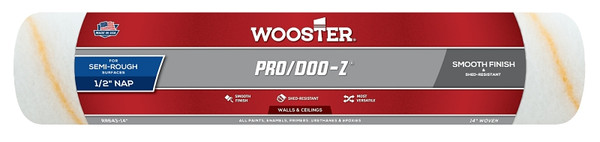 WOOSTER RR643-14 Paint Roller Cover, 1/2 in Thick Nap, 14 in L, Fabric Cover, White [SKU: ORG6294128]