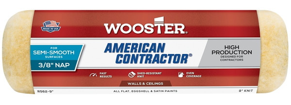 WOOSTER R562-9 Paint Roller Cover, 3/8 in Thick Nap, 9 in L, Knit Fabric Cover [SKU: ORG7127491]