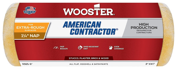 WOOSTER R565-9 Paint Roller Cover, 1-1/4 in Thick Nap, 9 in L, Knit Fabric Cover [SKU: ORG7127525]