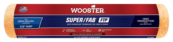 WOOSTER RR924-14 Paint Roller Cover, 1/2 in Thick Nap, 14 in L, Knit Fabric Cover, Lager [SKU: ORG7614167]