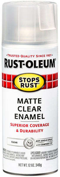 RUST-OLEUM STOPS RUST 285093 Enamel Spray Paint, Matte, Clear, 12 oz, Aerosol Can [SKU: ORG5262639]