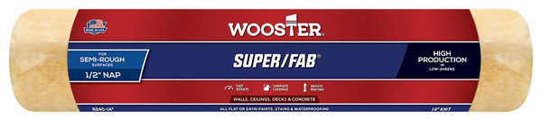 WOOSTER R240-14 Paint Roller Cover, 1/2 in Thick Nap, 14 in L, Fabric Cover, Golden Yellow [SKU: ORG2752293]