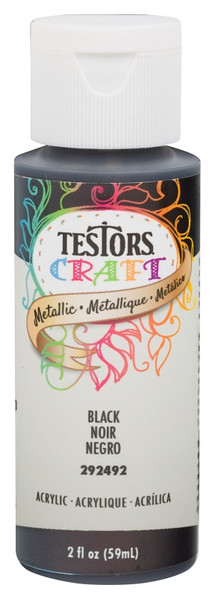 TESTORS 292492 Craft Paint, Metallic, Black, 2 oz, Bottle [SKU: ORG5459383]