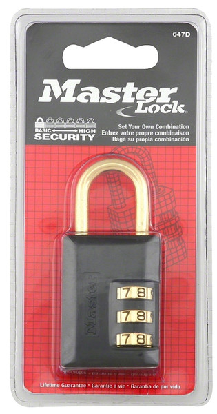 Master Lock 647D Padlock, 3/16 in Dia Shackle, 7/8 in H Shackle, Steel Shackle, Zinc Body, 1-3/16 in W Body [SKU: ORG6751879]