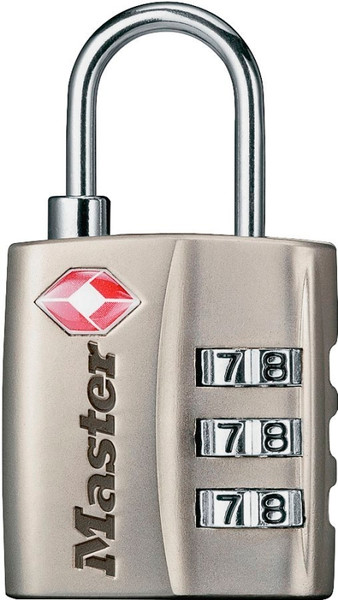 Master Lock 4680DNKL Luggage Lock, 1/8 in Dia Shackle, 3/4 in H Shackle, Steel Shackle, Metal Body, Nickel [SKU: ORG0730374]