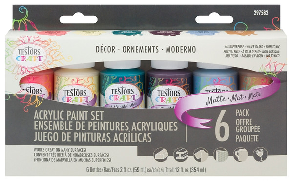 TESTORS 297582 Craft Paint Set, Assorted, 2 oz, Bottle [SKU: ORG4997433]