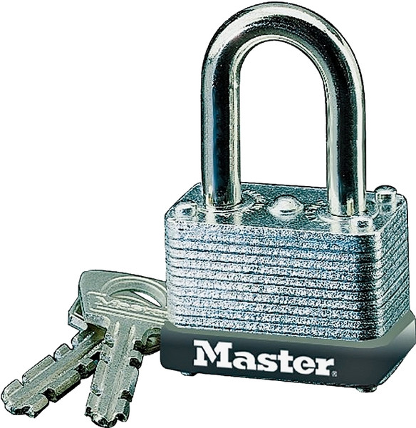 Master Lock 22D Padlock, Keyed Different Key, 1/4 in Dia Shackle, Steel Shackle, Steel Body, 1-1/2 in W Body [SKU: ORG6402622]