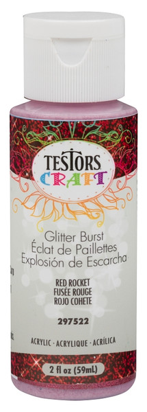 TESTORS 297522 Craft Paint, Glitter, Red Rocket, 2 oz, Bottle [SKU: ORG4997409]