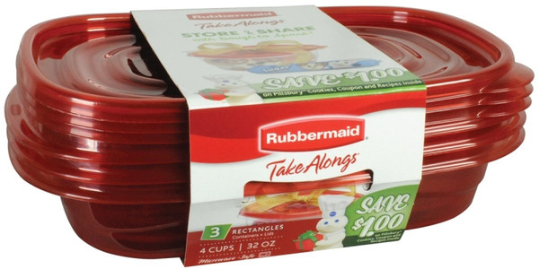 Rubbermaid TakeAlongs 7F55RETCHIL Food Storage Container, 4 Cups Capacity, Plastic, Clear, 4 in L, 7 in W, 10 in H [SKU: ORG1456672]