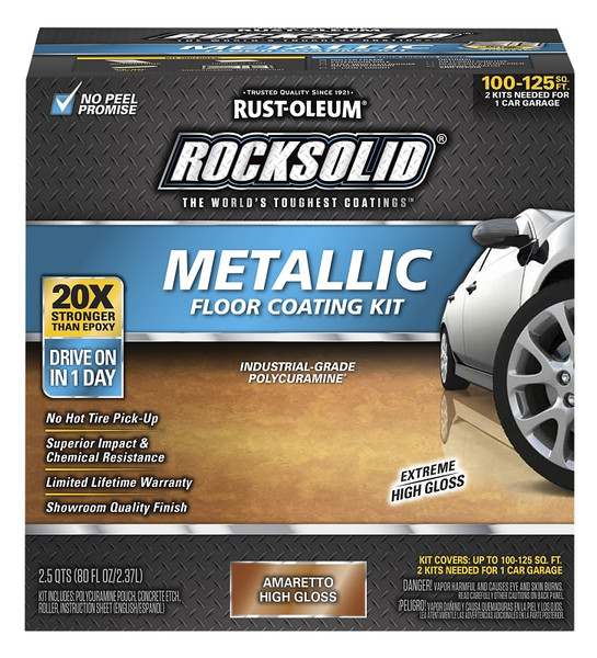 RUST-OLEUM ROCKSOLID 299741 Floor Coating Kit, High-Gloss, Amaretto, Particulate Solid, 70 oz [SKU: ORG7131188]