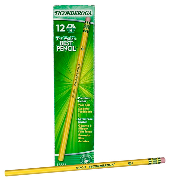 TICONDEROGA 13883 Pencil, Medium Hard Lead, Wood Barrel [SKU: ORG7672603]