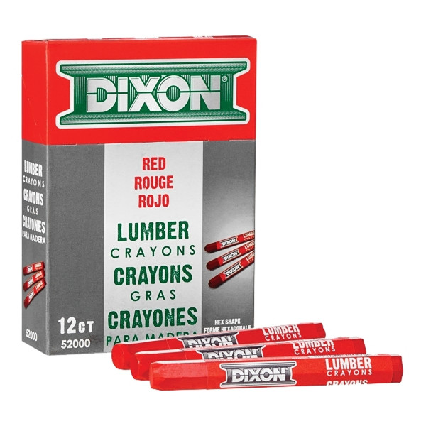 DIXON TICONDEROGA 52000 Lumber Crayon, Red, 1/2 in Dia, 4-1/2 in L [SKU: ORG4482758]