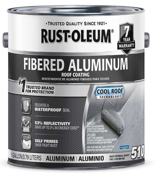 RUST-OLEUM 510 Series 301907 Roof Coating, Bright Aluminum, 1 gal, Liquid [SKU: ORG7447758]