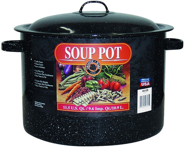 Granite Ware F6135-6 Soup Pot, 12 qt Capacity, Steel, Black [SKU: ORG0053223]
