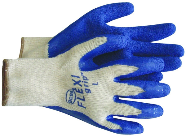 BOSS 8426M Ergonomic Protective Gloves, M, Knit Wrist Cuff, Latex Coating, Blue [SKU: ORG1111210]