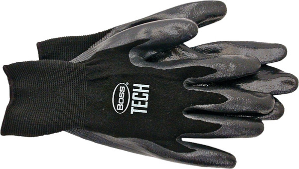 BOSS TECH 7820L Gloves, L, Knit Wrist Cuff, Foam-Nitrile Coating, Nylon Glove, Black [SKU: ORG9079047]