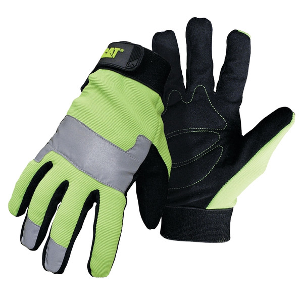 Cat CAT012214M High-Visibility Utility Gloves, M, Synthetic Leather, Black/Fluorescent Green [SKU: ORG9912650]