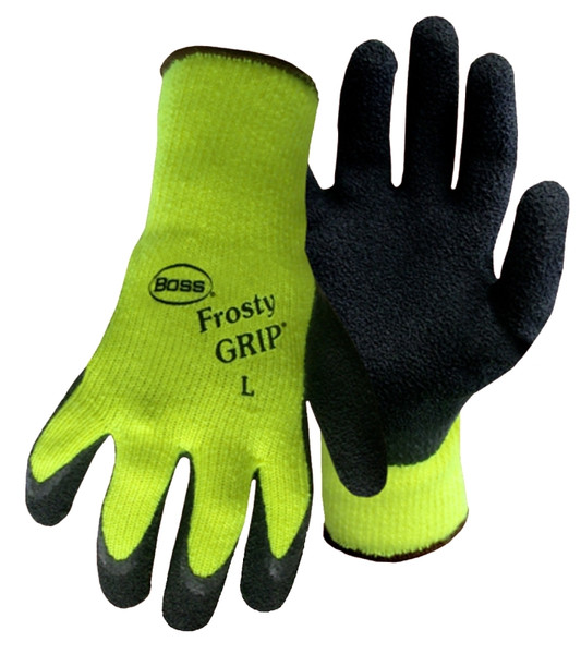 BOSS 8439NL Insulated Gloves, L, Knit Wrist Cuff, Acrylic/Latex Palm, High-Visibility Green [SKU: ORG3758752]
