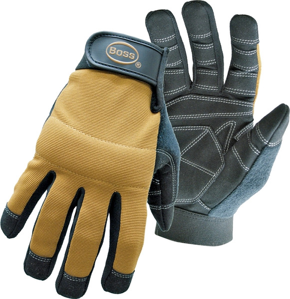 BOSS 5206L Multi-Purpose, Utility Mechanic's Gloves, L, Sweat Wipe Thumb, Hook-and-Loop Cuff [SKU: ORG7283260]