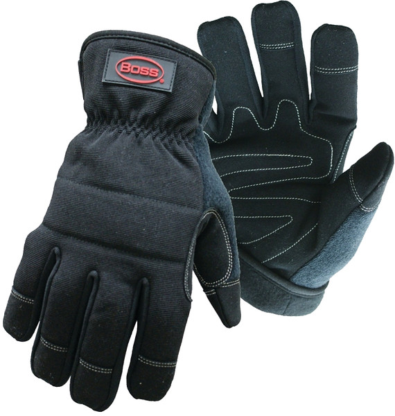 BOSS 5207L Multi-Purpose Utility Gloves, L, Wing Thumb, Fleece, Black [SKU: ORG7283104]