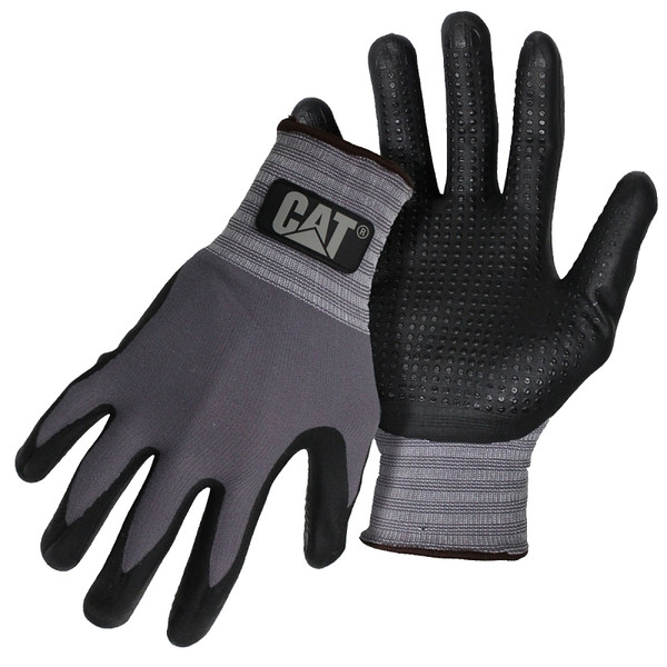 Cat CAT017419X Dipped Gloves, XL, Knit Wrist Cuff, Nitrile Coating, Nylon Glove, Gray [SKU: ORG2833457]
