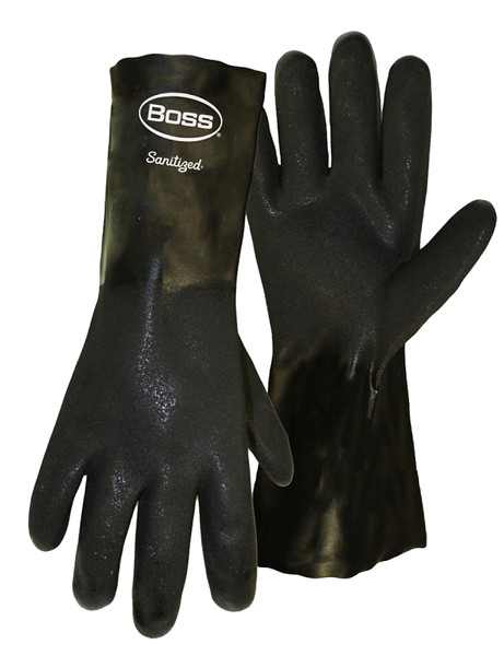 BOSS 4217 Gloves, L, 14 in L, Gauntlet Cuff, PVC Glove, Black [SKU: ORG0596254]