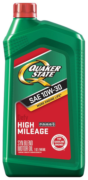Quaker State 550043280 High-Mileage Motor Oil, 10W-30, 1 qt Bottle [SKU: ORG7405988]