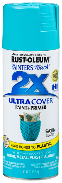 RUST-OLEUM PAINTER'S Touch 2X ULTRA COVER 315395 Spray Paint, Satin, Seaside, 12 oz, Aerosol Can [SKU: ORG8701039]
