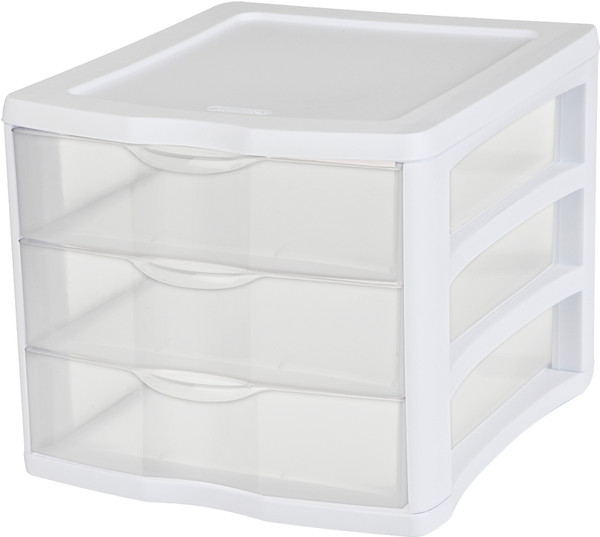 Sterilite 17918004 Drawer Unit, 3-Drawer, Plastic, 11 in OAW, 13-1/2 in OAH, 9-5/8 in OAD [SKU: ORG8028540]