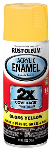 RUST-OLEUM AUTOMOTIVE 316890 Acrylic Enamel, Gloss, Yellow, 12 oz, Can [SKU: ORG8701302]