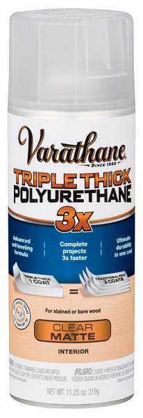 VARATHANE 318289 Triple Thick Polyurethane, Matte, Liquid, Clear, 11.25 oz, Aerosol Can [SKU: ORG8701294]