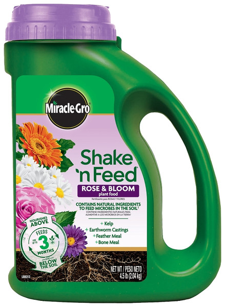 Miracle-Gro Shake 'n Feed 3002201 Rose and Bloom Plant Food, 4.5 lb Jug, Solid, 10-18-9 N-P-K Ratio [SKU: ORG7379647]