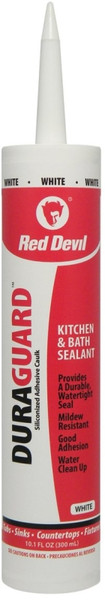 Red Devil DuraGuard 0406 Acrylic Caulk, White, -20 to 180 deg F, 10.1 oz Cartridge [SKU: ORG1352962]