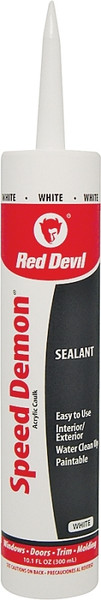 Red Devil SPEED DEMON 0736 General-Purpose Acrylic Caulk, White, 40 to 90 deg F, 10.1 fl-oz Cartridge [SKU: ORG5328232]