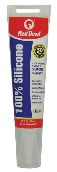 Red Devil 0820 Silicone Sealant, Clear, -60 to 400 deg F, 2.8 oz Squeeze Tube [SKU: ORG2990349]
