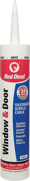 Red Devil 0846 Siliconized Acrylic Caulk, White, -20 to 180 deg F, 10.1 fl-oz Cartridge [SKU: ORG3295466]