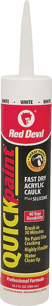 Red Devil Quick Point 0946 Fast Dry Acrylic Caulk, White, 40 to 90 deg F, 10.1 fl-oz Cartridge [SKU: ORG9223256]
