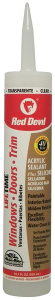 Red Devil Lifetime 0866PR Acrylic Sealant, Clear, -20 to 180 deg F, 10.1 fl-oz Cartridge [SKU: ORG8418709]