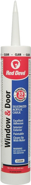 Red Devil 0115CA Siliconized Acrylic Caulk, Clear, 10.1 oz Cartridge [SKU: ORG4017778]