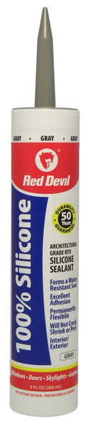 Red Devil 081650 Silicone Sealant, Gray, -60 to 400 deg F, 9 fl-oz Cartridge [SKU: ORG0797472]