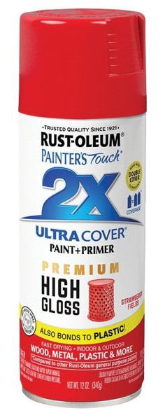 RUST-OLEUM PAINTER'S Touch 2X ULTRA COVER 331180 Spray Paint, High-Gloss, Strawberry Fields, 12 oz, Aerosol Can [SKU: ORG1192772]