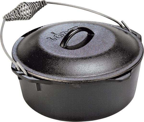 Lodge L10DO3 Dutch Oven, 7 qt Capacity, Cast Iron, Black, Spiral-Grip Handle [SKU: ORG6154074]