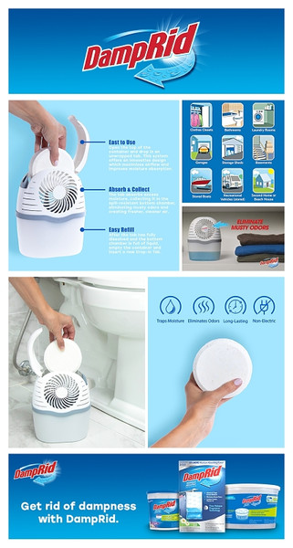 DampRid FG96 Drop-In Moisture Absorber, 15.8 oz Container, Solid, Fresh [SKU: ORG7400260]